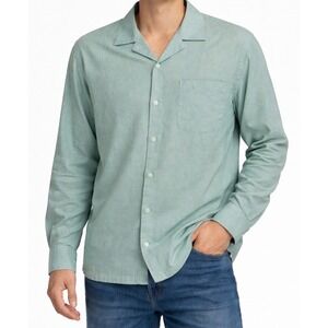 Mode Of One Men's  Blue Button Down Shirt  Cotton Stretch Work Office  new M‎